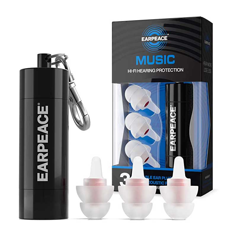 EarPeace EP03 HI-FI Hearing Protection - Black Case - White Plugs