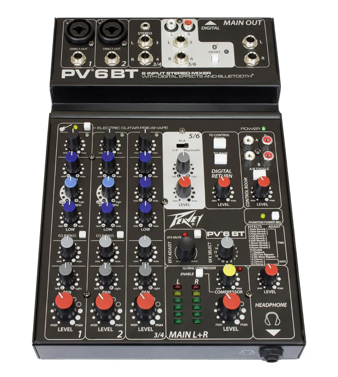 Peavey PV6BT 6-Channel Compact Mixer with Bluetooth