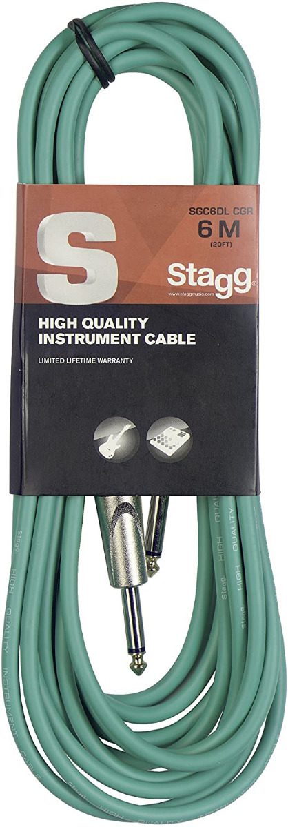 Stagg 6M/20FT Green Instrument Cable S-Series