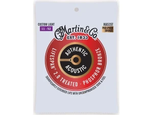 Martin Authentic Acoustic Lifespan 2.0 Phosphor Bronze Guitar Strings - Custom Light - 11-52