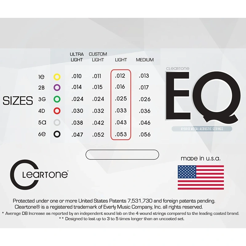 Cleartone EQ Hybrid Metal Acoustic Strings - Custom Light .11-.52 - Image 3