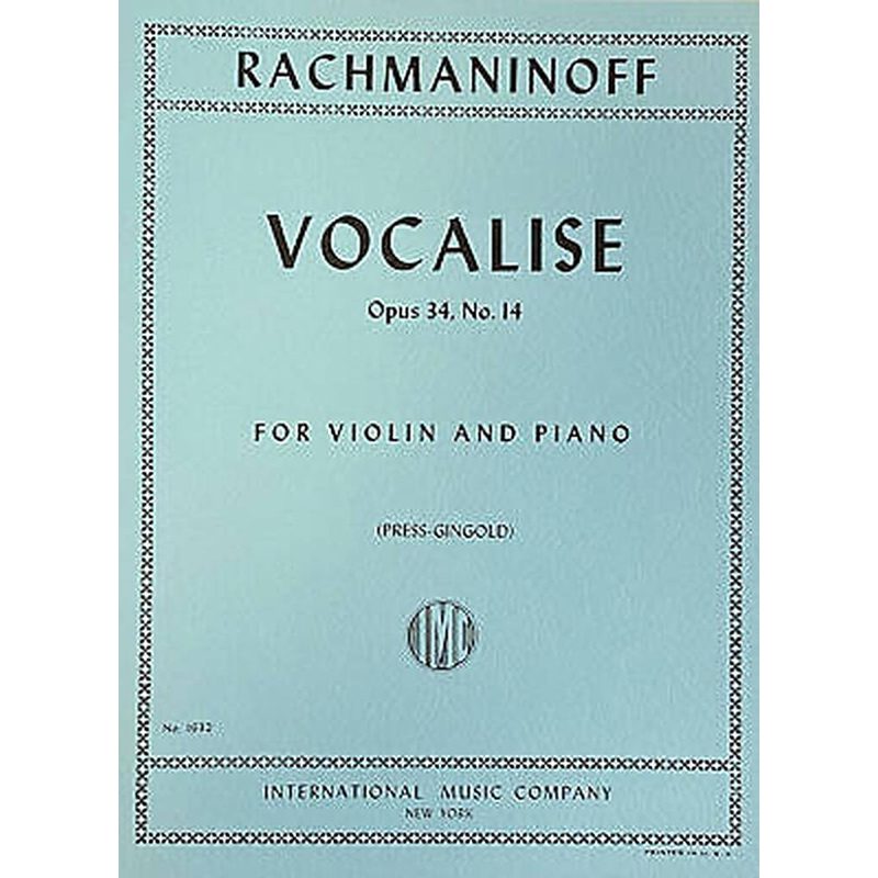 Rachmaninoff - Vocalise Op. 34 No. 14 for Solo Piano.