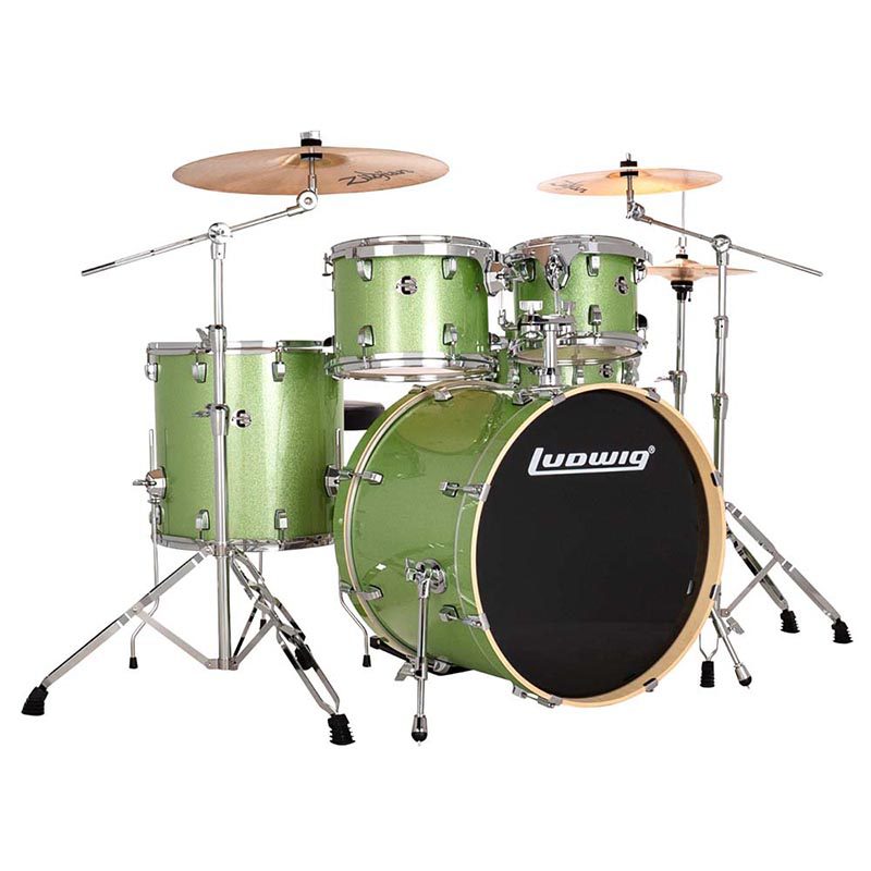 Ludwig Element Evolution 22" 5-Pc Drum Kit w/Cymbals - Mint Sparkle - Image 2
