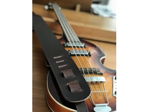 Liam's Adjustable Leather Bass Guitar Strap (extra wide - 8cm)  - Dark Brown