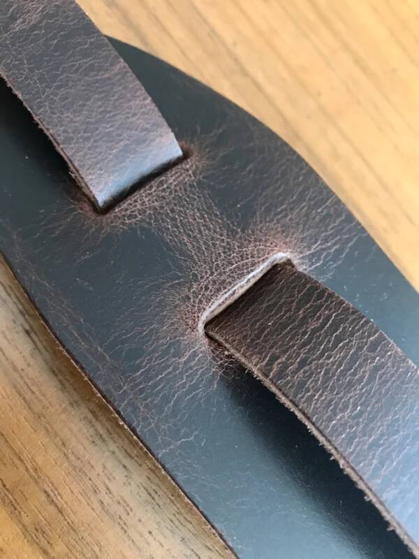 Liam's Adjustable Leather Vintage Style Guitar Strap - Brown - Image 6