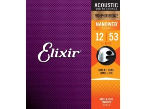 Elixir Light (.12-.53) Acoustic Phosphor Bronze w/NANOWEB Coating