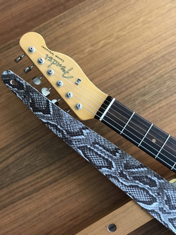 Liam's Adjustable Leather Guitar Strap - Grey Snakeskin - Image 2
