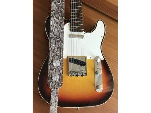 Liam's Adjustable Leather Guitar Strap - Grey Snakeskin