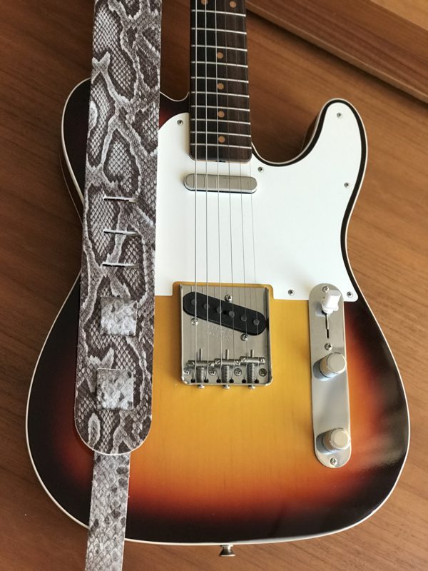 Liam's Adjustable Leather Guitar Strap - Grey Snakeskin
