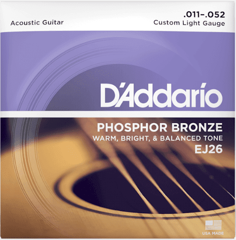 D'addario EJ26 Phosphor Bronze (.11-.52) Acoustic Custom Light