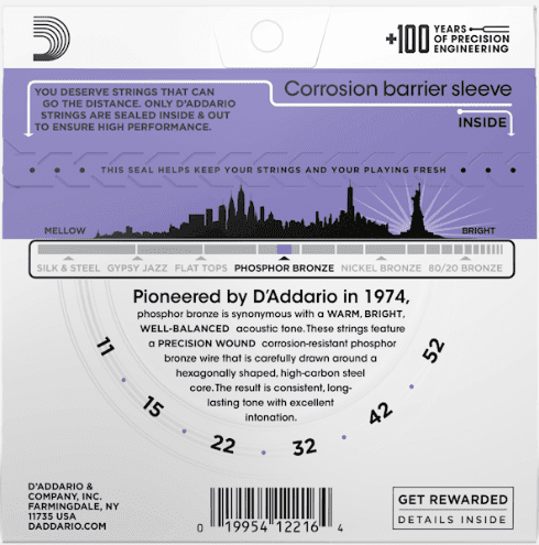D'addario EJ26 Phosphor Bronze (.11-.52) Acoustic Custom Light - Image 4
