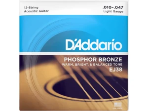 D'addario EJ38 12 String Set Phosphor Bronze .10-.47
