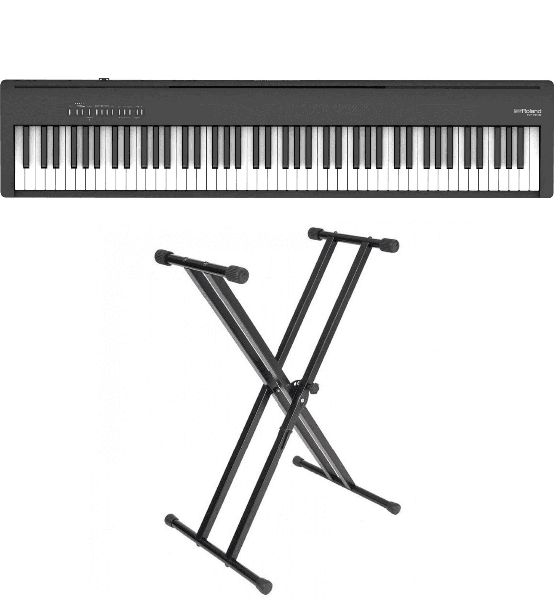Roland FP-30X BK Digital/Stage Piano + Double Braced Keyboard Stand