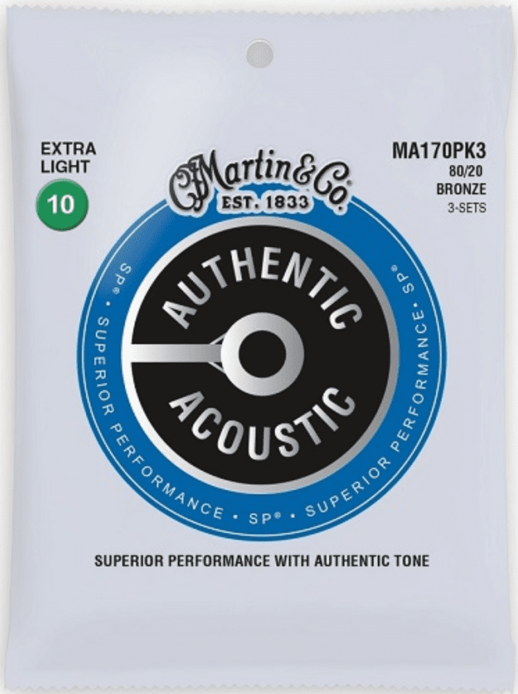 Martin 3-Pack Authentic Acoustic SP Extra Light .10 - .47 80/20 Bronze