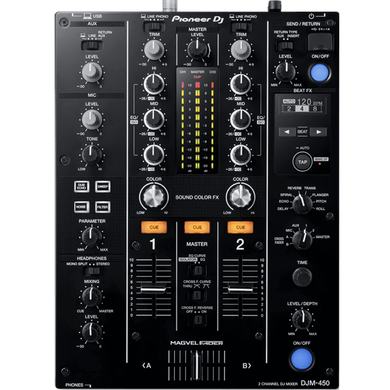 Pioneer DJ DJM-450 2-channel DJ mixer with Beat FX