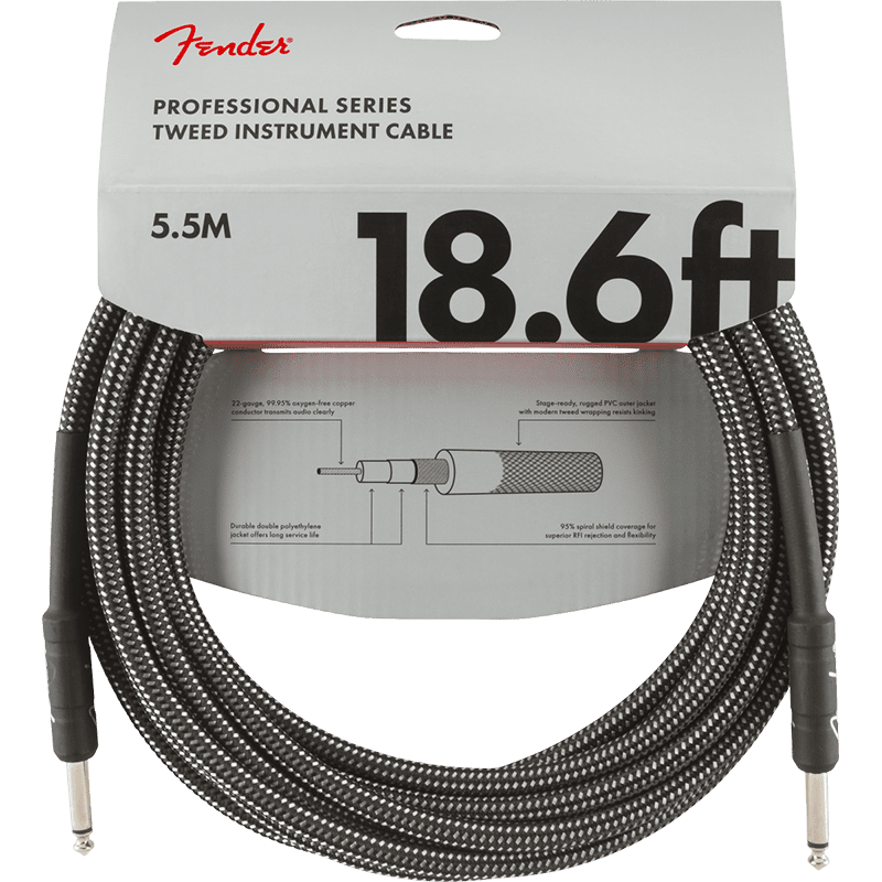 Fender Professional 18,6ft Instrument Cable - Gray Tweed