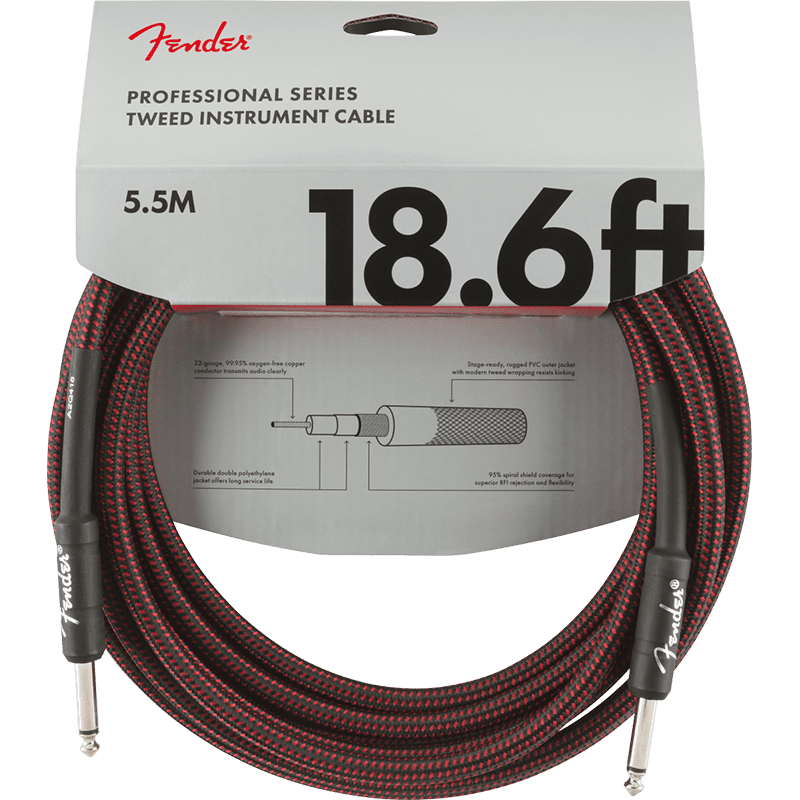 Fender Professional 18,6ft Instrument Cable - Red Tweed