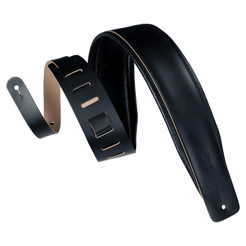Levy's DM1PD Larsen Leather Deluxe Guitar Strap - Black