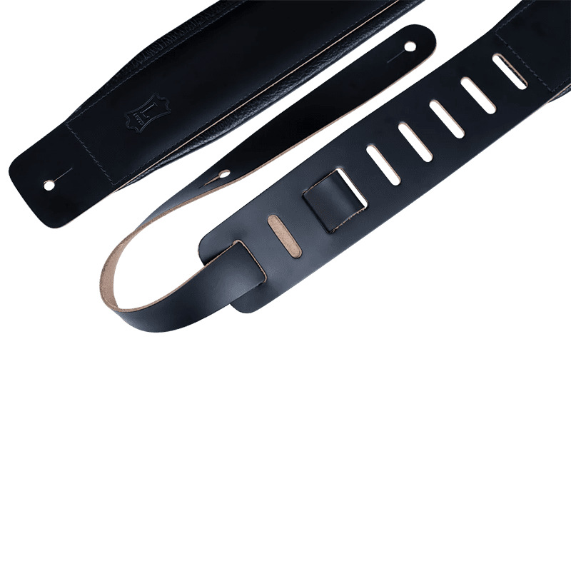 Levy's DM1PD Larsen Leather Deluxe Guitar Strap - Black - Image 3