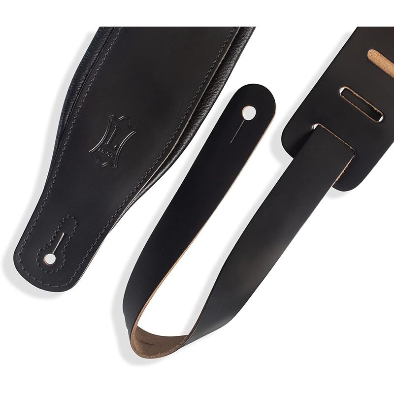 Levy's M26PD Top Grain 3-Inch Leather Guitar Strap - Black - Image 2