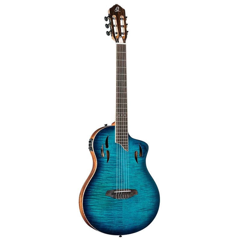 Ortega RTPDLX-FMA Tourplayer Thin Body Guitar - Flame Maple - Blue
