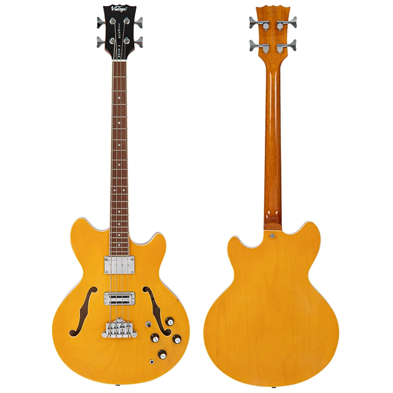 Vintage REVO Series VRS450N - Supreme - Semi Acoustic Bass Guitar - Natural - Image 3