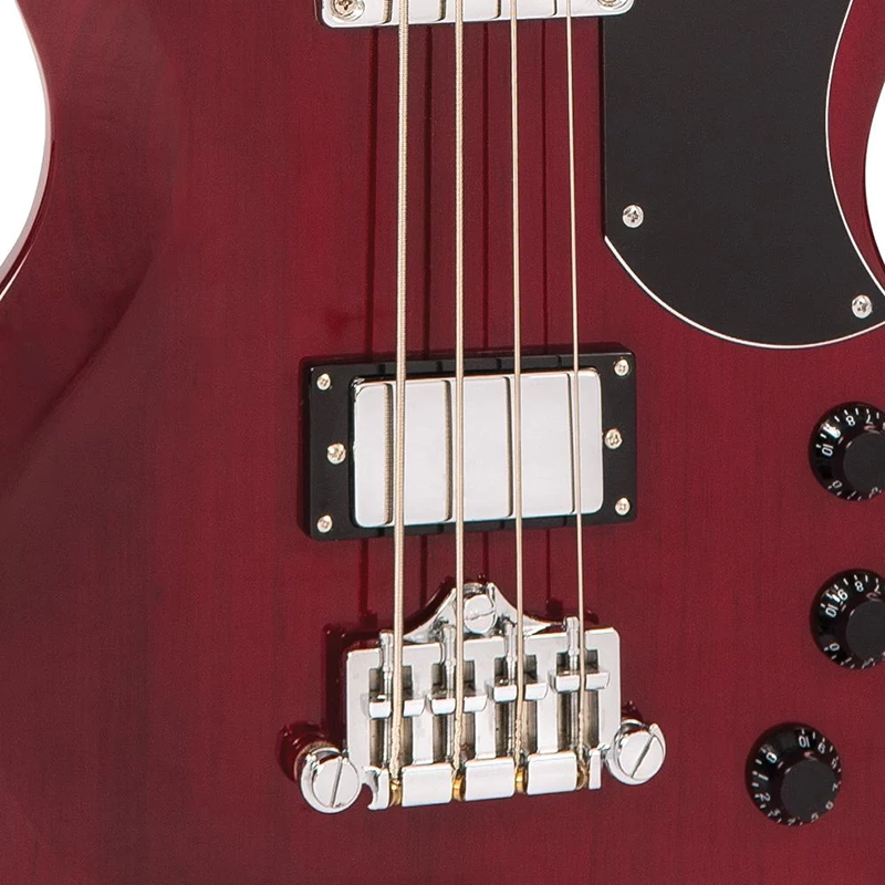 Vintage VS4 Reissued Bass Guitar - Cherry Red - Image 7