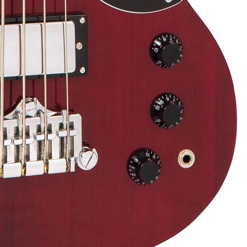 Vintage VS4 Reissued Bass Guitar - Cherry Red - Image 8