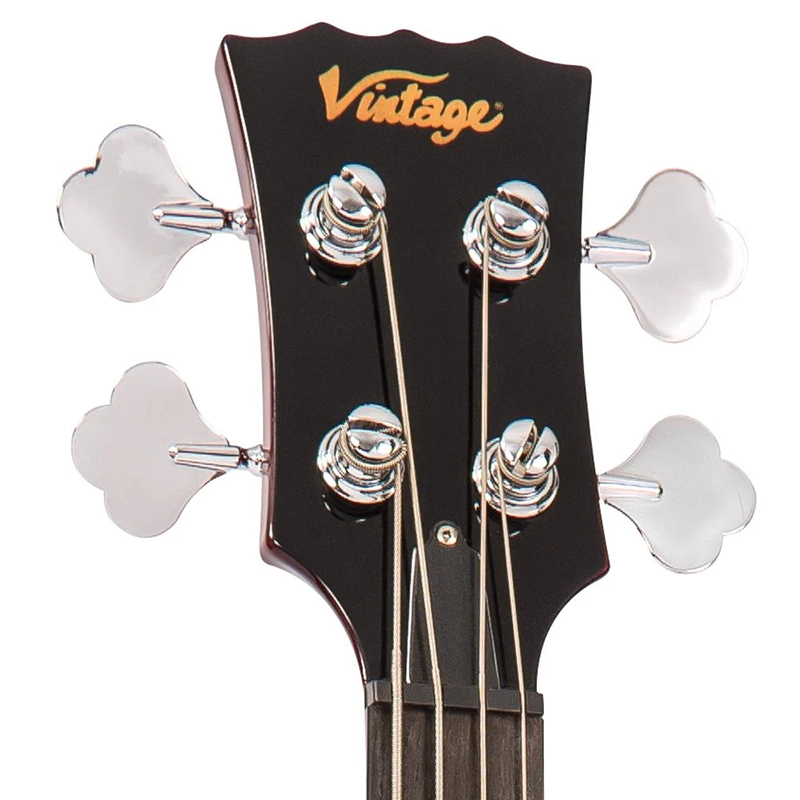 Vintage VS4 Reissued Bass Guitar - Cherry Red - Image 9
