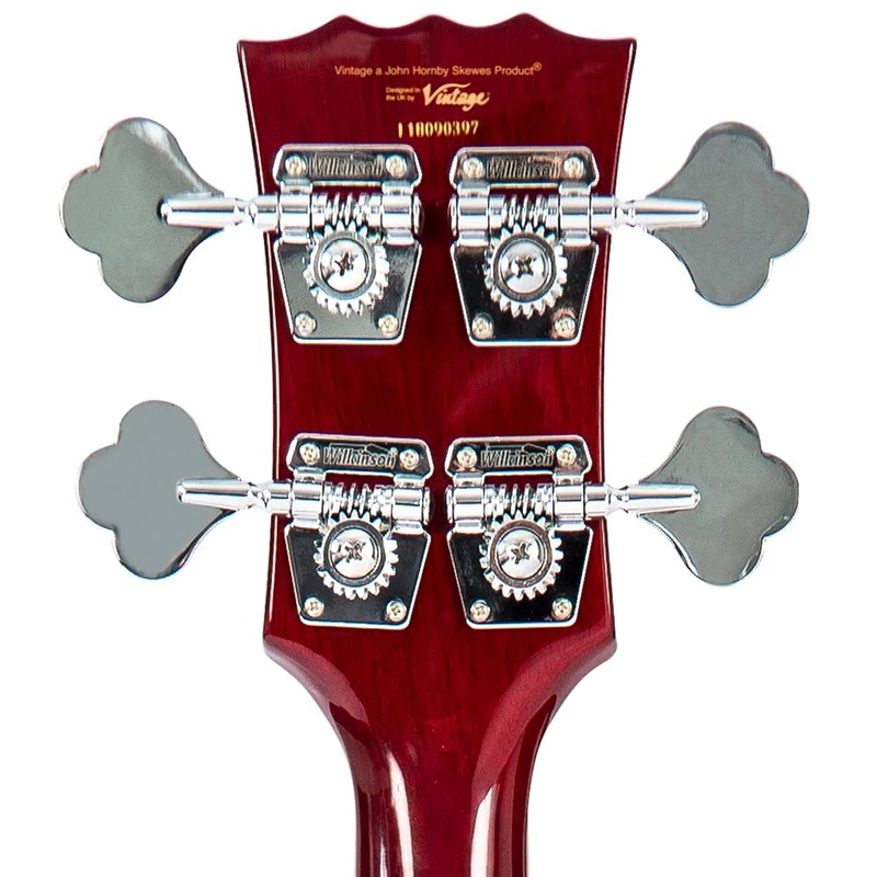 Vintage VS4 Reissued Bass Guitar - Cherry Red - Image 3
