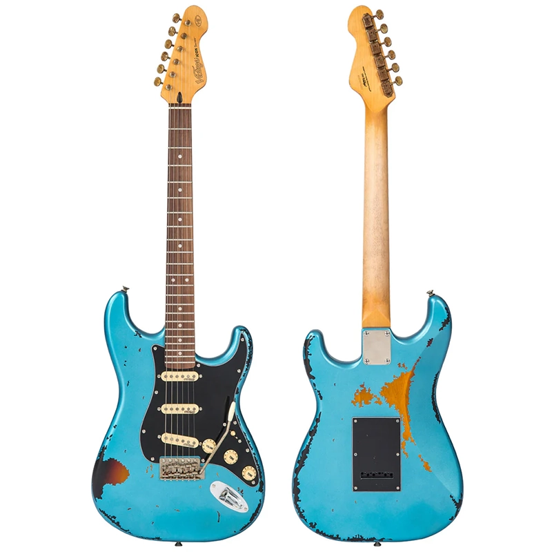 Vintage V6 Icon - Distressed Gun Hill Blue Over Sunburst - Image 2