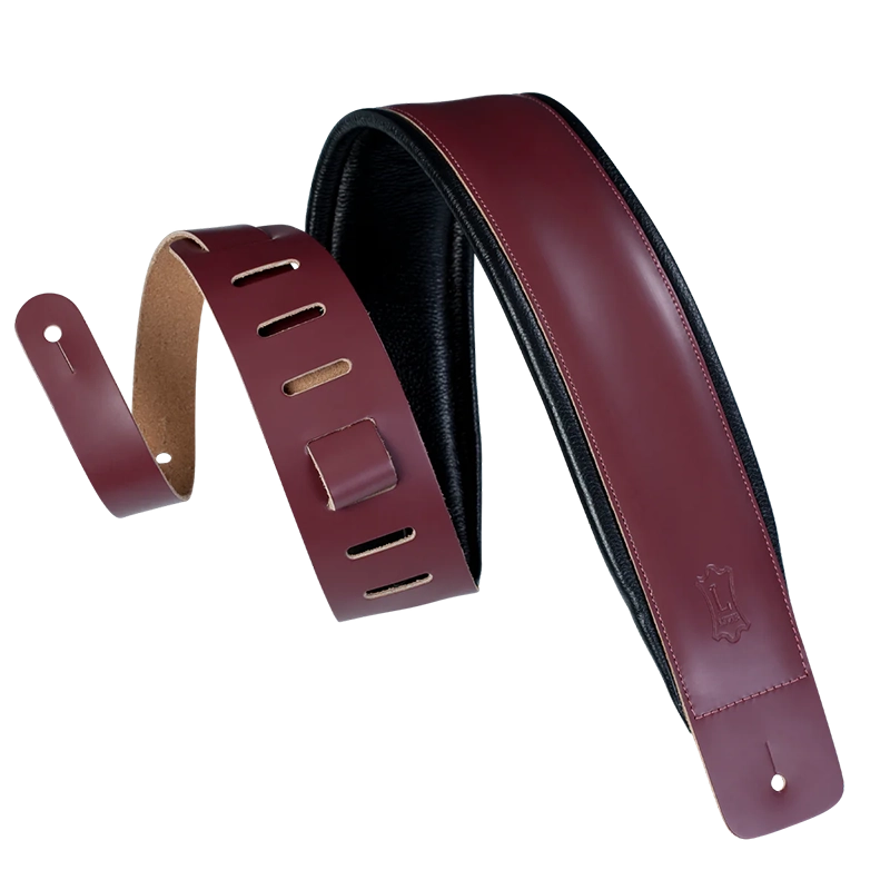 Levy's DM1PD Larsen Leather Deluxe Guitar Strap - Burgundy