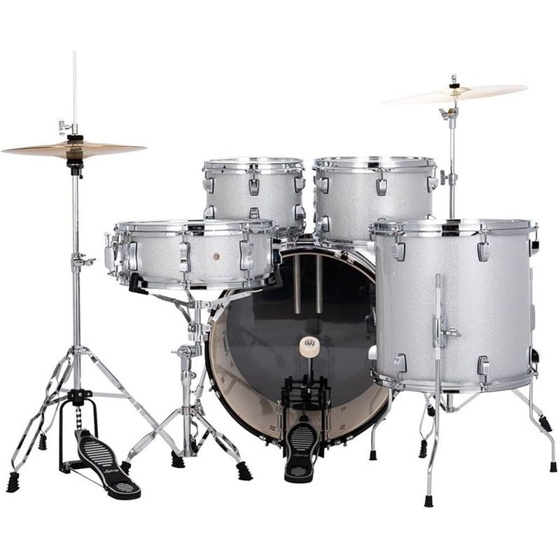 Ludwig Accent Fuse 5-Pc Drum kit w/Cymbals + Hardware - Silver Foil - Image 6