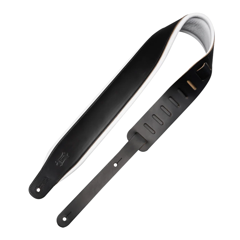 Levy's M26PD Top Grain 3-Inch Leather Guitar Strap - Black On White