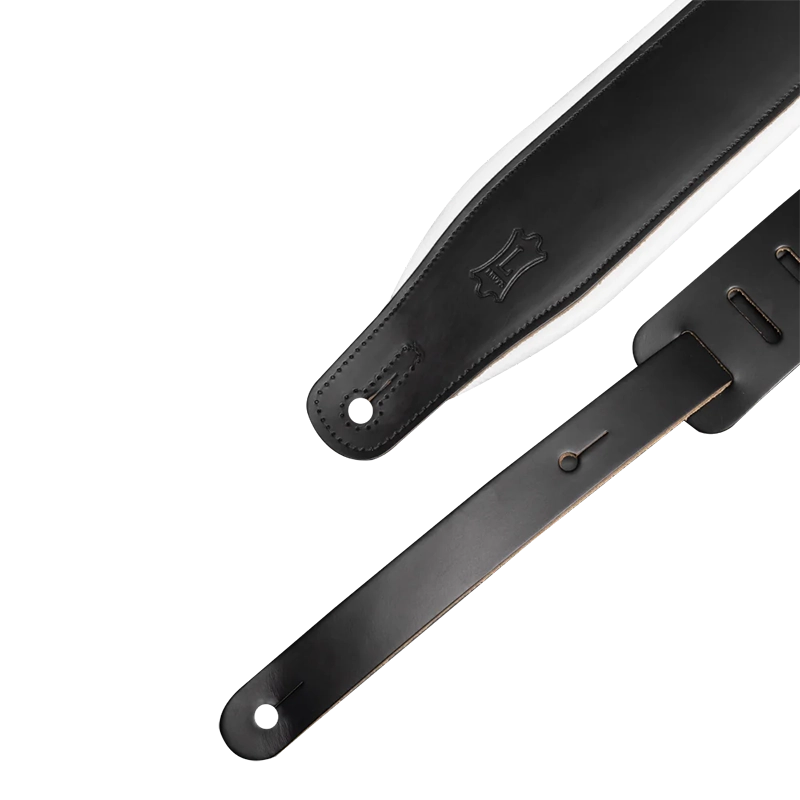 Levy's M26PD Top Grain 3-Inch Leather Guitar Strap - Black On White - Image 6