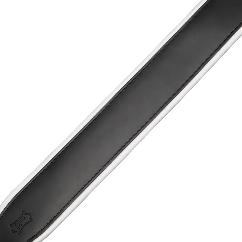 Levy's M26PD Top Grain 3-Inch Leather Guitar Strap - Black On White - Image 3