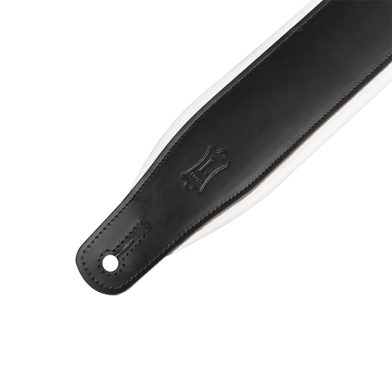 Levy's M26PD Top Grain 3-Inch Leather Guitar Strap - Black On White - Image 2