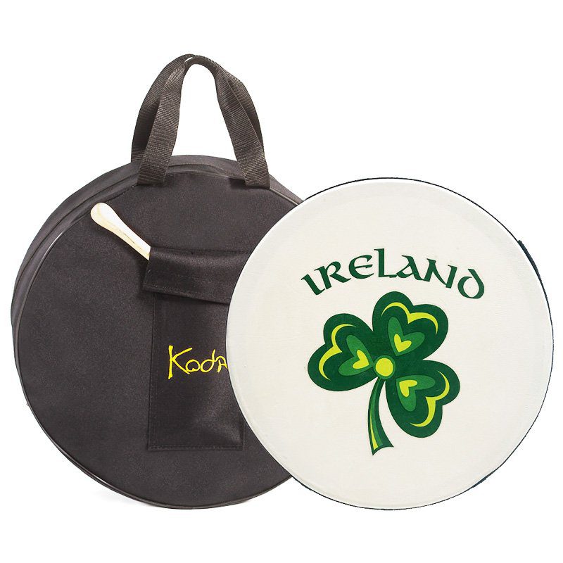 Koda Irish Bodhran - 16" - With Beater + Bag - Ireland Shamrock