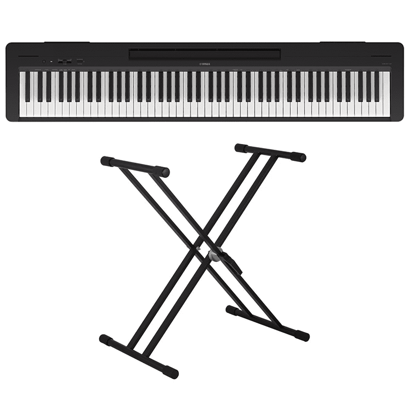 Yamaha P-145BT Digital Piano w/Double braced Keyboard Stand