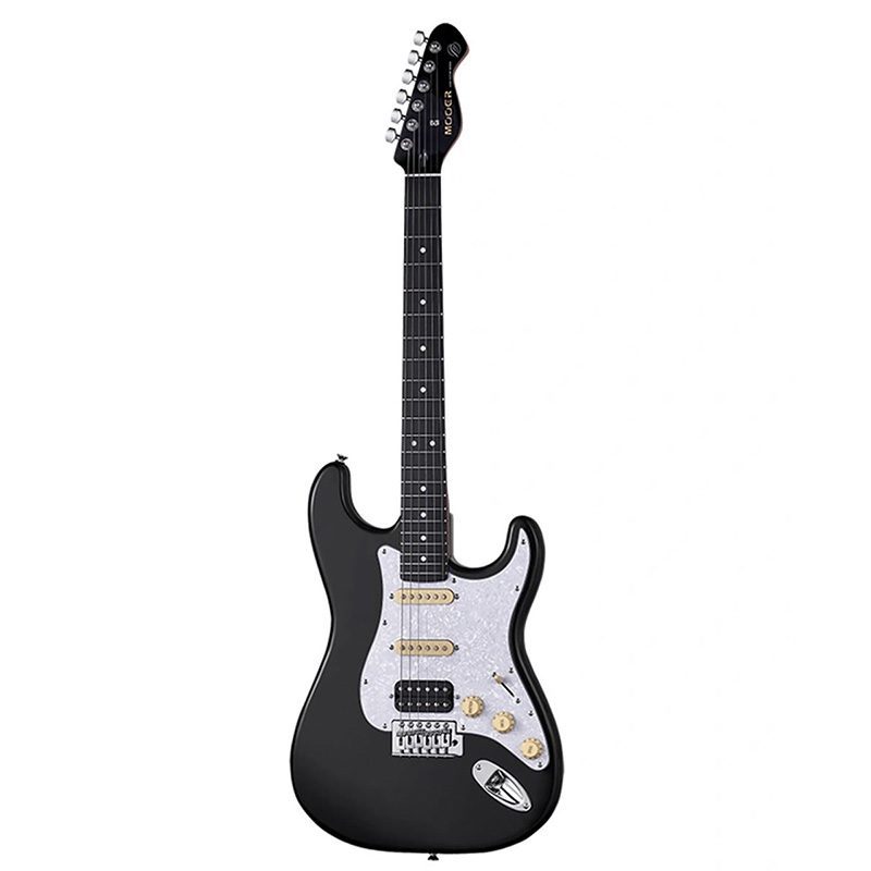 MOOER MCS10 Pro Electric Guitar - HSS - Black w/Pearl White Pickguard