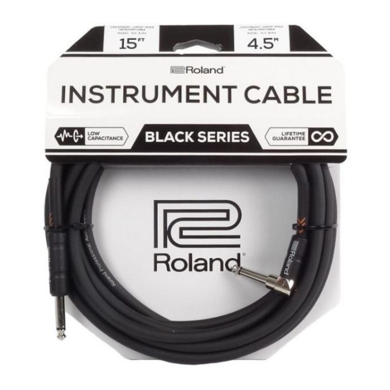 Roland Black Series - RIC-B15A - 15ft/4.5m Angled Instrument Cable