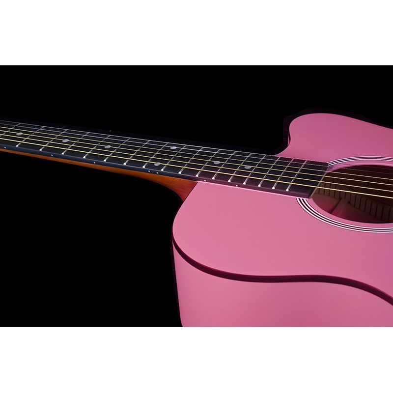 Brunswick BF100SBL - Grand Auditorium Cutaway Acoustic Guitar - Baby Pink - Image 5