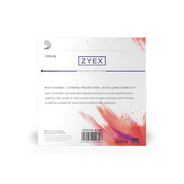 D'addario Zyex Violin String Set - 3/4 - Medium - Image 3