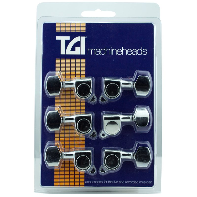 TGI Guitar Machineheads - Electric - 3 a Side - M6 Style - Chrome