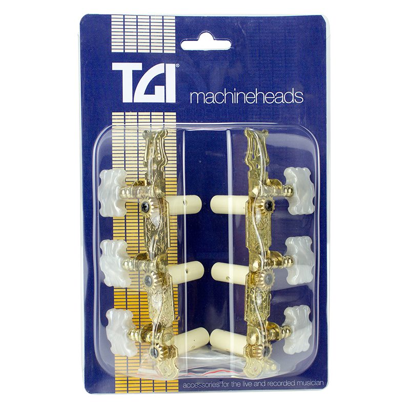 TGI Guitar Machineheads - Classical - Lyra Style - 3 In Line - Gold